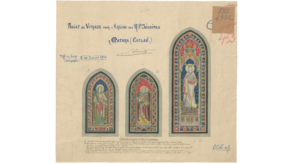 projet pour les vitraux de l’église des Jésuites à Matara, 30 juillet 1913
