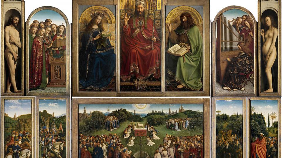 der Anbetung des Lammes der Brüder Van Eyck. open_source_Web Gallery of Art