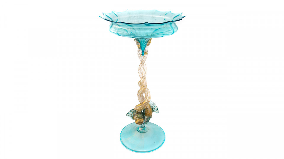  Coupe décorative, Venise, Salviati, fin 19e siècle, verre travaillé à chaud, 30,5 cm. Grand Curtius